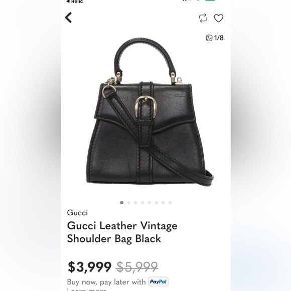 Gucci Vintage Leather Mini Shoulder Bag early 1990’s in box, COA - Picture 8 of 9
